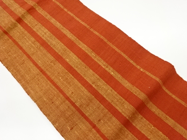 リサイクル　手織り真綿紬縞模様織出し名古屋帯